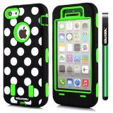 Apple Iphone 5C Case Silicone Polka Dot 2in1 Hybrid High Impact Protective Case For Apple Iphone 5C(Green)