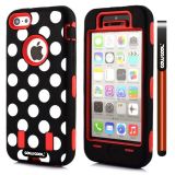 Apple Iphone 5C Case Silicone Polka Dot 2in1 Hybrid High Impact Protective Case For Apple Iphone 5C(Red)