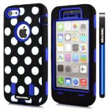 Apple Iphone 5C Case Silicone Polka Dot 2in1 Hybrid High Impact Protective Case For Apple Iphone 5C(Blue)