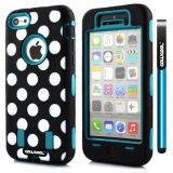 Apple Iphone 5C Case Silicone Polka Dot 2in1 Hybrid High Impact Protective Case For Apple Iphone 5C(Teal)