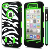 Apple Iphone 5C Case Silicone With Hard Pc Zebra 2in1 Hybrid High Impact Protective For Apple Iphone 5C Case(Green)