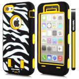 Apple Iphone 5C Case Silicone With Hard Pc Zebra 2in1 Hybrid High Impact Protective For Apple Iphone 5C Case(Yellow)