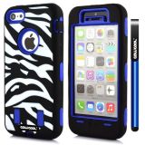 Apple Iphone 5C Case Silicone With Hard Pc Zebra 2in1 Hybrid High Impact Protective For Apple Iphone 5C Case(Blue)