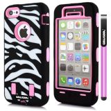 Apple Iphone 5C Case Silicone With Hard Pc Zebra 2in1 Hybrid High Impact Protective For Apple Iphone 5C Case(Pink)