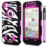 Apple Iphone 5C Case Silicone With Hard Pc Zebra 2in1 Hybrid High Impact Protective For Apple Iphone 5C Case(Rose Pink)