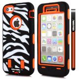 Apple Iphone 5C Case Silicone With Hard Pc Zebra 2in1 Hybrid High Impact Protective For Apple Iphone 5C Case(Orange)