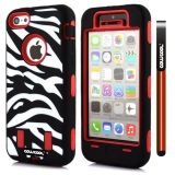 Apple Iphone 5C Case Silicone With Hard Pc Zebra 2in1 Hybrid High Impact Protective For Apple Iphone 5C Case(Red)