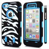 Apple Iphone 5C Case Silicone With Hard Pc Zebra 2in1 Hybrid High Impact Protective For Apple Iphone 5C Case(Sky Blue)