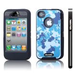 Apple Iphone 4 4S Case Silicone With Hard Pc Camo Digital Camo 2in1 Hybrid High Impact Protective Case For Apple Iphone 4 4S(Blue with Black)