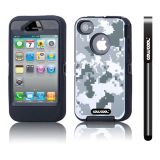 Apple Iphone 4 4S Case Silicone With Hard Pc Camo Digital Camo 2in1 Hybrid High Impact Protective Case For Apple Iphone 4 4S(Grey with Black)