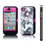 Apple Iphone 4 4S Case Silicone With Hard Pc Camo Digital Camo 2in1 Hybrid High Impact Protective Case For Apple Iphone 4 4S(Grey with Pink)