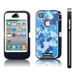 Apple Iphone 4 4S Case Silicone With Hard Pc Camo Digital Camo 2in1 Hybrid High Impact Protective Case For Apple Iphone 4 4S(Blue with White)