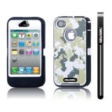 Apple Iphone 4 4S Case Silicone With Hard Pc Camo Digital Camo 2in1 Hybrid High Impact Protective Case For Apple Iphone 4 4S(Green with White)