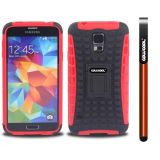 Samsung I9600 Galaxys5 Case Hard Pc Double Color 2in1 Hybrid High Impact With Kickstand Protective Case For I9600 Galaxys5(Red)