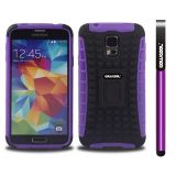 Samsung I9600 Galaxys5 Case Hard Pc Double Color 2in1 Hybrid High Impact With Kickstand Protective Case For I9600 Galaxys5(Purple)