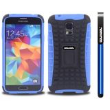 Samsung I9600 Galaxys5 Case Hard Pc Double Color 2in1 Hybrid High Impact With Kickstand Protective Case For I9600 Galaxys5(Sky Blue)