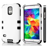 Samsung I9600 Galaxys5 Case Silicone With Hard Pc Double Color 2in1 Hybrid High Impact Protective Case For I9600 Galaxys5(White with White)