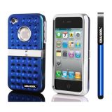 Apple Iphone 4 4S Case Hard Pc Projection Array And Sag Arrays Double Layer Protective Case For Apple Iphone 4 4S(Blue)