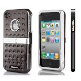 Apple Iphone & 4 4S Case Hard Pc Projection Array And Sag Arrays Double Layer Protective Case For Apple Iphone 4 4S(Black)
