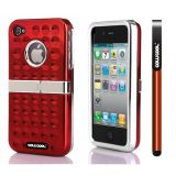 Apple Iphone 4 4S Case Hard Pc Projection Array And Sag Arrays Double Layer Protective Case For Apple Iphone 4 4S(Red)