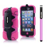 Apple Iphone 5C Case Silicone With Hard Pc Double Color Clips Protective Case For Apple Iphone 5C(Rose Pink)