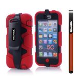 Apple Iphone 5C Case Silicone With Hard Pc Double Color Clips Protective Case For Apple Iphone 5C(Red)