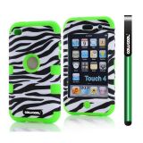 Apple Itouch 4 Case Silicone With Hard Pc Zebra 2in1 Hybrid High Impact Protective Case For Itouch 4(Green)