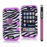 Apple Itouch 4 Case Silicone With Hard Pc Zebra 2in1 Hybrid High Impact Protective Case For Itouch 4(Purple)