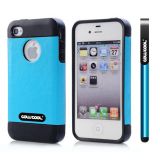 Apple Iphone 4 Case Rubber Leather Texture Single Layer Protective Case For Apple Iphone 4(Sky Blue with Black)