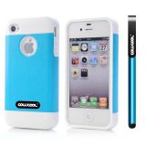 Apple Iphone 4 Case Rubber Leather Texture Single Layer Protective Case For Apple Iphone 4(Sky Blue with White)