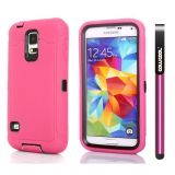 Samsung I9600 Galaxys5 Case Silicone With Hard Pc Double Color 2in1 Hybrid High Impact Protective Case For I9600 Galaxys5(Pink with Black)