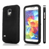 Samsung I9600 Galaxys5 Case Silicone With Hard Pc Double Color 2in1 Hybrid High Impact Protective Case For I9600 Galaxys5(Black with Black)