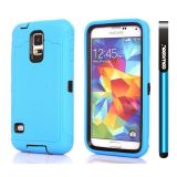 Samsung I9600 Galaxys5 Case Silicone With Hard Pc Double Color 2in1 Hybrid High Impact Protective Case For I9600 Galaxys5(Sky Blue with Black)