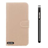 Apple Iphone 5C Case Leather Vintage Textures Hand Stitching Wallet Protective Case For Apple Iphone 5C(Beige)