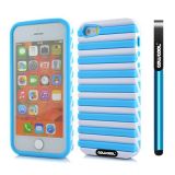 Apple Iphone 5 5S Case Hard Pc Stripe Ladder 2in1 Hybrid High Impact Protective Case For Apple Iphone 5 5S(Sky Blue with White)