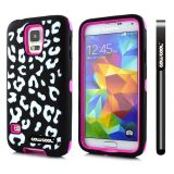 Samsung N9600 Galaxys5 Case Silicone With Hard Pc Leopard Print 2in1 Hybrid High Impact Protective Case For N9600 Galaxys5(Pink)