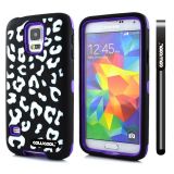 Samsung N9600 Galaxys5 Case Silicone With Hard Pc Leopard Print 2in1 Hybrid High Impact Protective Case For N9600 Galaxys5(Purple)