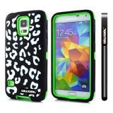 Samsung N9600 Galaxys5 Case Silicone With Hard Pc Leopard Print 2in1 Hybrid High Impact Protective Case For N9600 Galaxys5(Green)