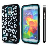 Samsung N9600 Galaxys5 Case Silicone With Hard Pc Leopard Print 2in1 Hybrid High Impact Protective Case For N9600 Galaxys5(Black)