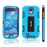 Samsung 9500 Galaxy S4 Case Silicone With Hard Pc Double Color 2in1 Hybrid High Impact With Kickstand Protective Case For Samsung 9500 Galaxy S4(Sky Blue with Black)