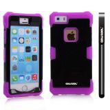 Apple Iphone 5 5S Case Luminous Silicone With Hard Pc Double Color 2in1 Hybrid High Impact Protective Case For Apple Iphone 5 5S(Purple with Black)