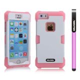 Apple Iphone 5 5S Case Luminous Silicone With Hard Pc Double Color 2in1 Hybrid High Impact Protective Case For Apple Iphone 5 5S(Pink with White)