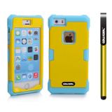 Apple Iphone 5 5S Case Luminous Silicone With Hard Pc Double Color 2in1 Hybrid High Impact Protective Case For Apple Iphone 5 5S(Sky Blue with Yellow)