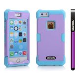 Apple Iphone 5 5S Case Luminous Silicone With Hard Pc Double Color 2in1 Hybrid High Impact Protective Case For Apple Iphone 5 5S(Sky Blue with Purple)