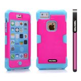 Apple Iphone 5C Case Silicone With Hard Pc Bright 2in1 Hybrid High Impact Protective Case For Apple Iphone 5C(Rose Pink with Sky Blue)