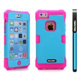 Apple Iphone 5C Case Silicone With Hard Pc Bright 2in1 Hybrid High Impact Protective Case For Apple Iphone 5C(Sky Blue with Rose Pink)