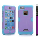 Apple Iphone 5C Case Silicone With Hard Pc Bright 2in1 Hybrid High Impact Protective Case For Apple Iphone 5C(Beige with Sky Blue)