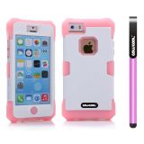 Apple Iphone 5C Case Silicone With Hard Pc Bright 2in1 Hybrid High Impact Protective Case For Apple Iphone 5C(White with Light Pink)