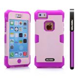 Apple Iphone 5C Case Silicone With Hard Pc Bright 2in1 Hybrid High Impact Protective Case For Apple Iphone 5C(Light Pink with Purple)