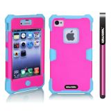 Apple Iphone 4 4S Case Luminous Silicone With Hard Pc Double Color 2in1 Hybrid High Impact Protective Case For Apple Iphone 4 4S(Sky Blue with Rose Pink)